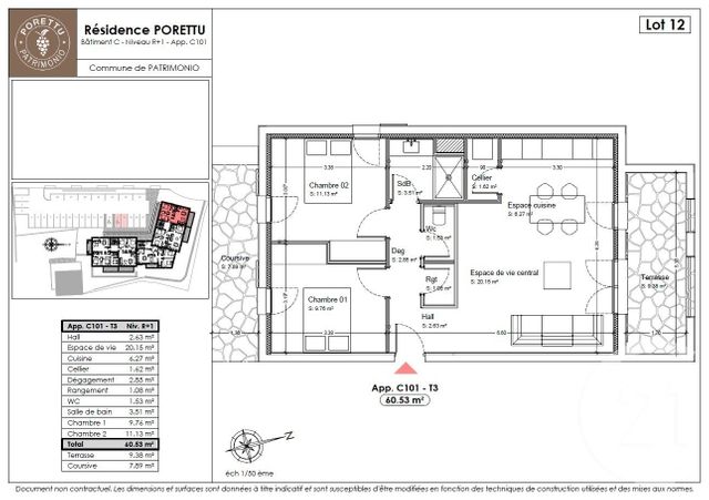 Appartement T3 à vendre - 3 pièces - 60.53 m2 - PATRIMONIO - 202 - CORSE - Century 21 Dary Immobilier