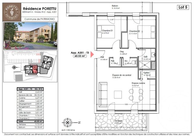 Appartement T3 à vendre - 3 pièces - 60.53 m2 - PATRIMONIO - 202 - CORSE - Century 21 Dary Immobilier