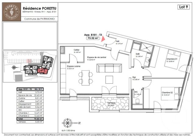 Appartement T3 à vendre - 3 pièces - 73.35 m2 - PATRIMONIO - 202 - CORSE - Century 21 Dary Immobilier