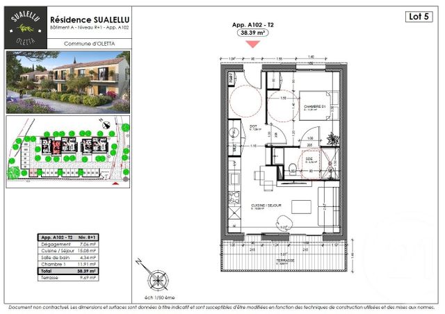 Appartement T2 à vendre - 2 pièces - 38.39 m2 - OLETTA - 202 - CORSE - Century 21 Dary Immobilier